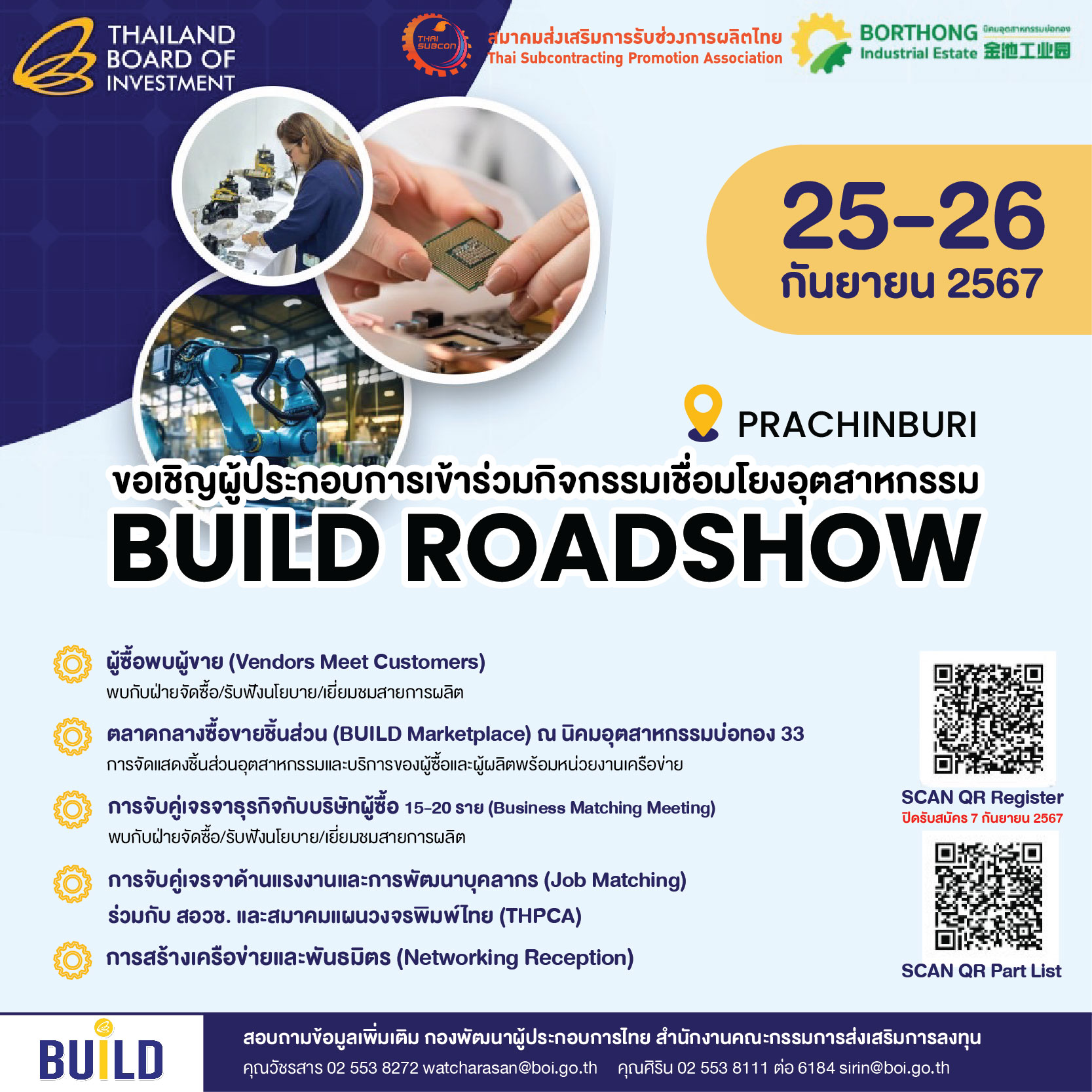 ขอเชิญผู้ประกอบการเข้าร่วมกิจกรรม BUILD ROADSHOW จ.ปราจีนบุรี